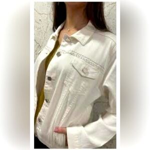 Blank NYC White Denim & Lace Jacket Size Med NWT
